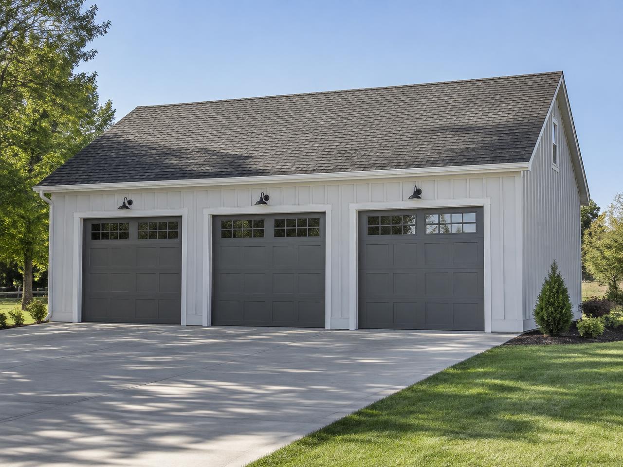 Representative photo of a detached multi-bay garage — placeholder imagery, not an Artisan Pole Barns Inc project